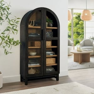Track Stock of Better Homes & Gardens Juliet Solid Wood Frame Arc Cabinet - Black Finish