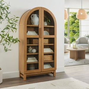 Track Stock of Better Homes & Gardens Juliet Solid Wood Frame Arc Cabinet - Light Honey