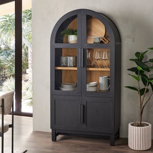 Track Stock of Better Homes & Gardens Juliet Kitchen Rounded Solid Wood Frame Arc Cabinet - Black