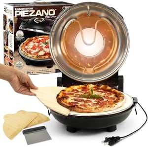 Track Stock of PIEZANO Crispy Crust Pizza Oven by Granitestone - Electric Pizza Oven Indoor Portable, 12 