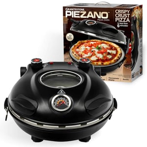 Track Stock of Piezano 12 in. Black Portable Countertop Stone Bake Indoor Grill Electric Oven Pizza Maker