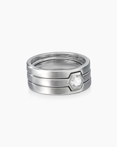 Track Stock of Nesting Band Ring Platinum with Center Diamond