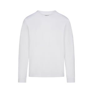 Track Stock of Heavyweight Cotton Mens Relaxed Long Sleeve T Shirt  - Chalk