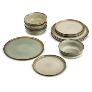 Track Stock of Yellowstone 12-Piece Ceramic Dinnerware Set, Kayce Collection