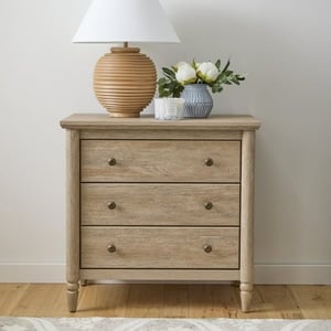 Track Stock of My Texas House Monroe 3 Drawer Nightstand with USB, Brushed Oak Finish