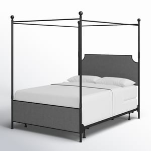 Track Stock of Aasif Upholstered Metal Canopy Bed - Queen - Black/Gray