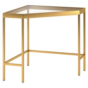Track Stock of Alexis Corner Glass Top Metal Base Writing Desk - Brass