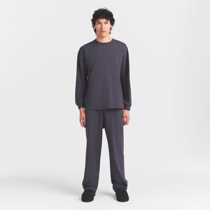 Track Stock of Heavyweight Cotton Mens Relaxed Long Sleeve T Shirt  - Raven