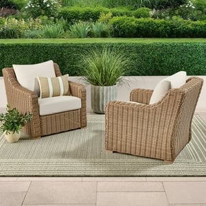 Track Stock of Better Homes & Gardens Bellamy Outdoor Lounge Chairs 2pck - Cream