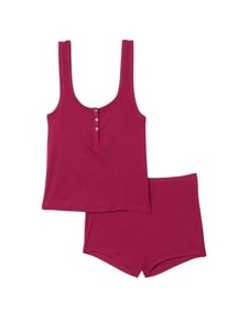 Track Stock of Ribbed Modal Henley Tank Shorts Set
