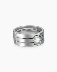 Track Stock of Nesting Band Ring Platinum with Center Diamond