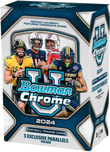 Track Stock of 2024 Bowman University Chrome Football Blaster Box Track Stock of 2024 Bowman University Chrome Football Blaster Box