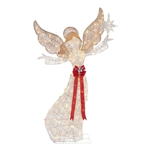 Track Stock of 92 in. Warm White LED Super Bright PVC Angel with Star 