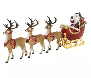 Track Stock of 9 ft. Giant LED Santa's Sleigh with Reindeer Holiday