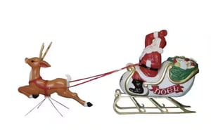 Track Stock of Santa with Sleigh and Reindeer Statue