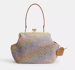 Track Stock of Large Kisslock Frame Bag In Crystal Signature Jacquard