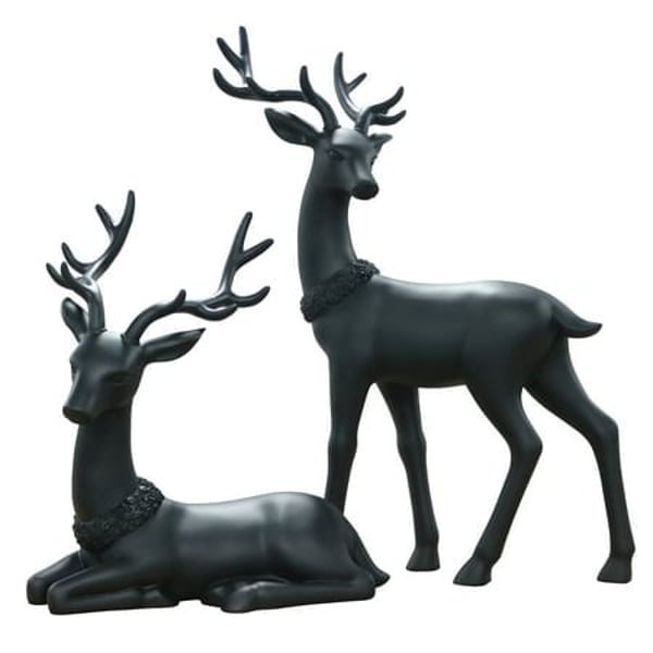 Holiday Time Set of 2 Christmas Black Matte Deer Decor Restock Notifications