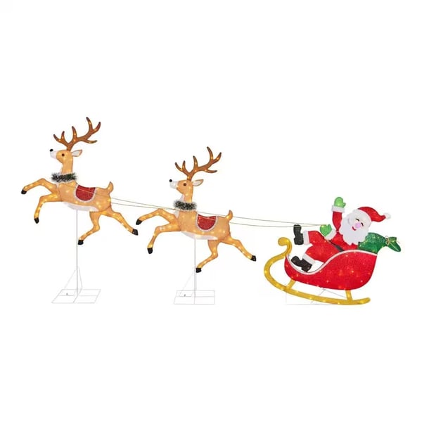 6 ft. Yuletide Lane LED Santa Sleigh with Reindeer Restock Notifications
