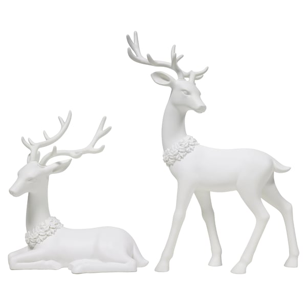 Set of 2 Plastic Blow Mold Deer White by Holiday Time Restock Notifications