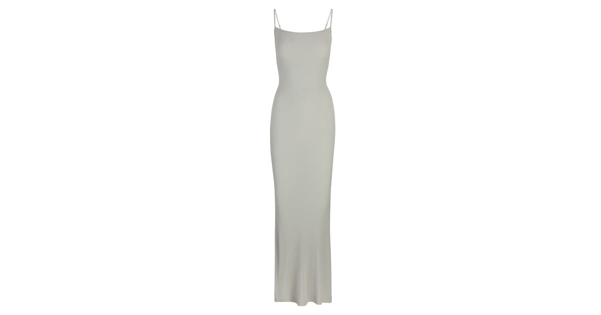 skims grey soft lounge slip dress SKIMS Women's Soft Lounge Long Slip Dress in Heather Grey SKIMS