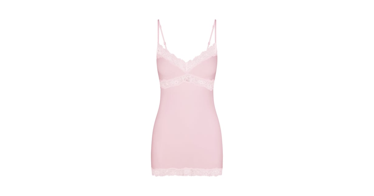Track Cotton Lace Slip Dress - Cherry Blossom - XXS at Skims