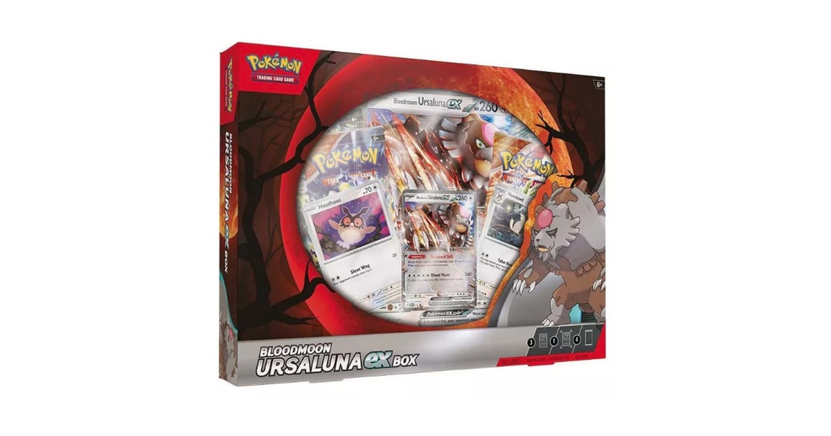 pokemon trading card games bloodmoon ursaluna ex box Bloodmoon Ursaluna EX 2025 Pokemon Prismatic Evolutions Special Illustration Rare #168 PSA Authenticated 10 Card