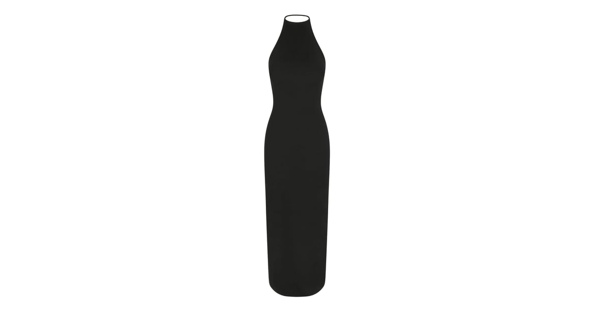 skims black halter dress SKIMS Smooth Lounge Low Back Halter Dress | Black