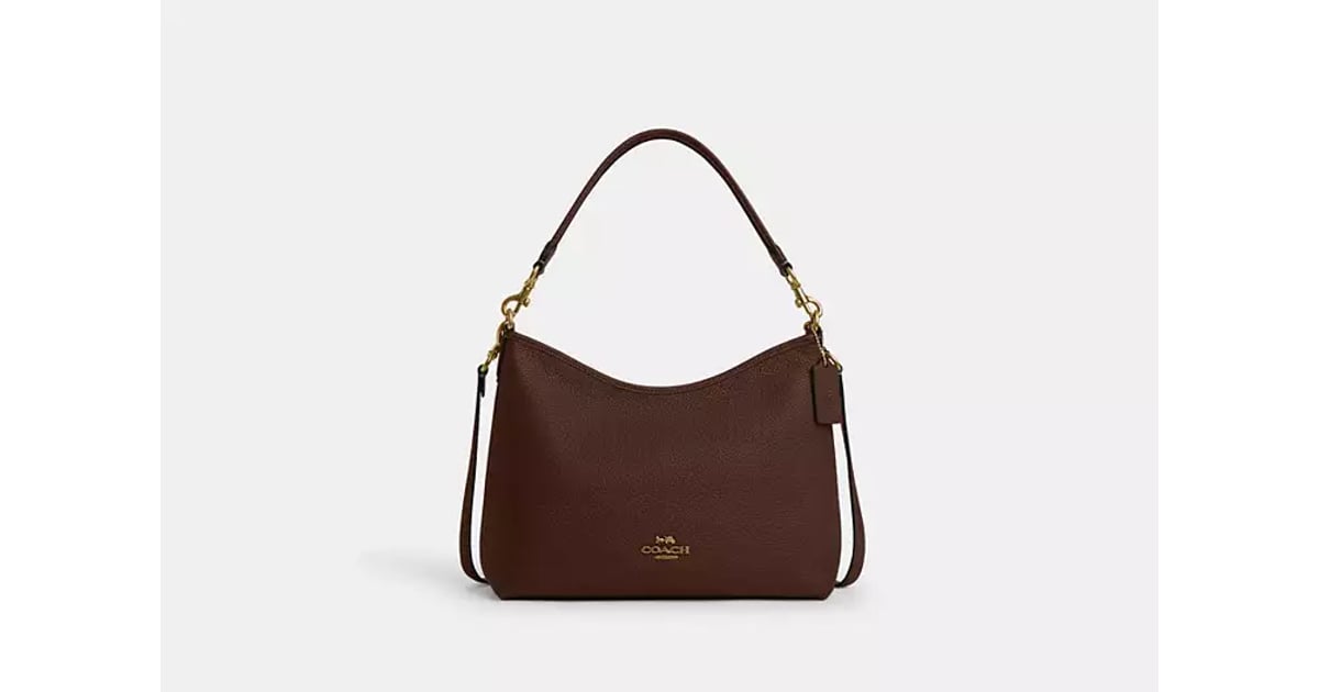 Track Coach Laurel Shoulder Bag - Pebbled leather/Gold/Maple