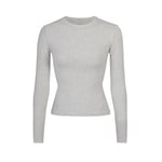 Track Stock of Skims Cotton Jersey Long Sleeve T Shirt  - Light Heather Grey