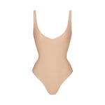 Track Stock of Skims Body Unlined Plunge Thong Bodysuit - Clay - Xl