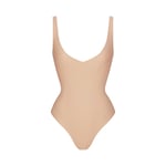 Track Stock of Skims Body Unlined Plunge Thong Bodysuit - Clay - 2 X