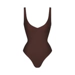 Track Stock of Skims Body Unlined Plunge Thong Bodysuit - Cocoa - 2 X