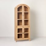 Track Stock of Grooved Wood with Glass 4-Door Arch Cabinet - Natural - Hearth & Hand with Magnolia
