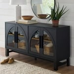 Track Stock of Better Homes & Gardens Juliet Arc TV Stand for TVs up to 65”, Black Wood Finish