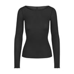Track Stock of Skims Sheer Modal Long Sleeve Boatneck Top - Onyx - Xxs