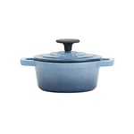 Track Stock of Smith Clark Ironworks Enameled Cast Iron Dutch Oven Pot with Lid (1 Quart, Blue)