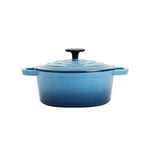 Track Stock of Smith Clark Cast Iron 3 Quart Round Enamel Dutch Oven, Blue