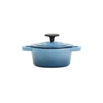 Track Stock of Smith Clark Ironworks Enameled Cast Iron Dutch Oven Pot with Lid (1 Quart, Blue)