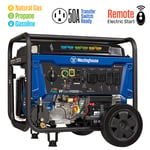 Track Stock of 14,500-Watt/11,500-Watt Remote Start Tri-Fuel Portable Generator with Transfer Switch Outl