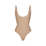 Track Stock of Skims Body Core Sculpt Plunge Thong Bodysuit  - Clay