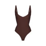 Track Stock of Skims Body Core Sculpt Plunge Thong Bodysuit  - Cocoa