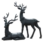 Track Stock of (Some Locations) Holiday Time Set of 2 Christmas Black Matte Deer Decor