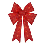 Track Stock of 2 ft. LED Red Lighted Tinsel Bow Holiday Yard Decoration