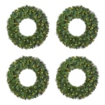 Track Stock of 24 in. Pre-Lit LED Wesley Pine Artificial Christmas Wreath (4 Pack)