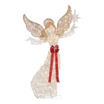 Track Stock of 92 in. Warm White LED Super Bright PVC Angel with Star 