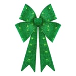 Track Stock of 2 ft. LED Green Tinsel Bow Holiday Yard Decoration