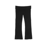 Track Stock of All-Day Cotton™ Foldover Flare Leggings - Pure Black - L-Regular