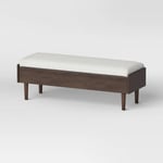 Track Stock of Wood Based Storage Bench Natural - Threshold: Upholstered Entryway Ottoman with Armrest, S