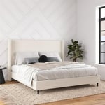 Track Stock of DHP Eveline Upholstered Platform Bed Frame with High Wingback Headboard, King, Textured Iv