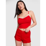 Track Stock of Drop Needle Pointelle Shorts - Red - XL